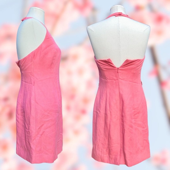 1990s Ann Taylor Dress - Pink Vintage Dress - Halter Neck + Open Back -Size 4 - Picture 3 of 4
